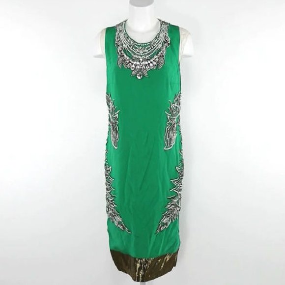 Thakoon green beaded silk dress size 6 - Picture 3 of 8